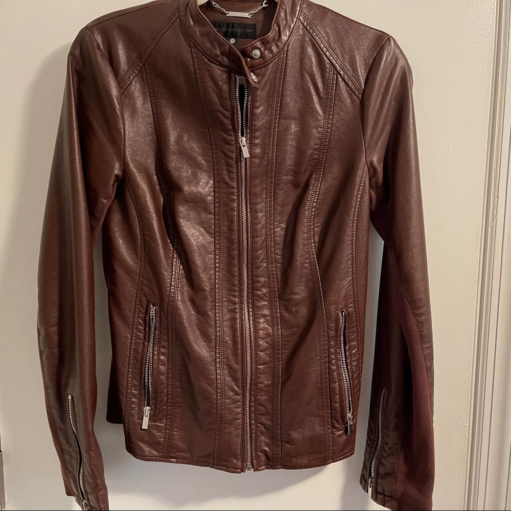 Brown leather jacket (faux)